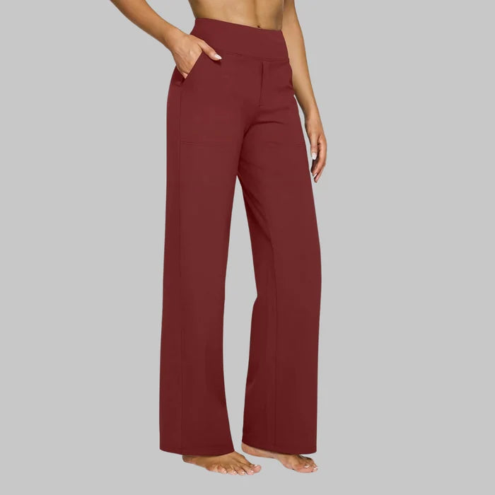 Women's High Waist Stretch Wide Leg Trousers with Relaxed Fit