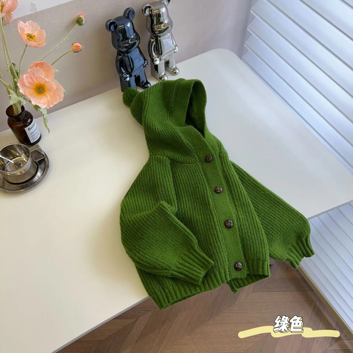 SoHo Kids Button Up Hooded Knit Cardigan