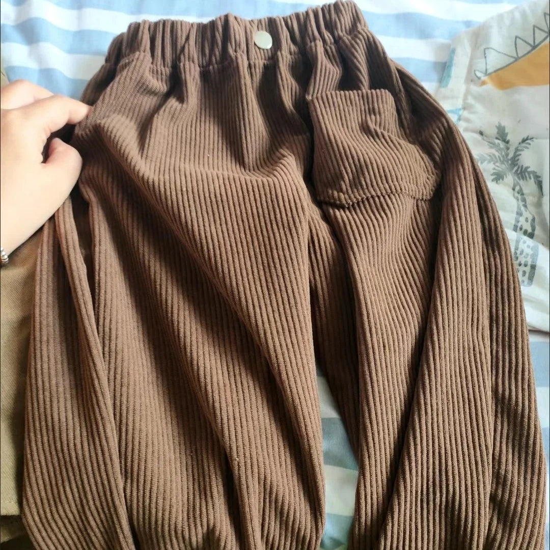 Unisex Loose Fit Casual Corduroy Pants