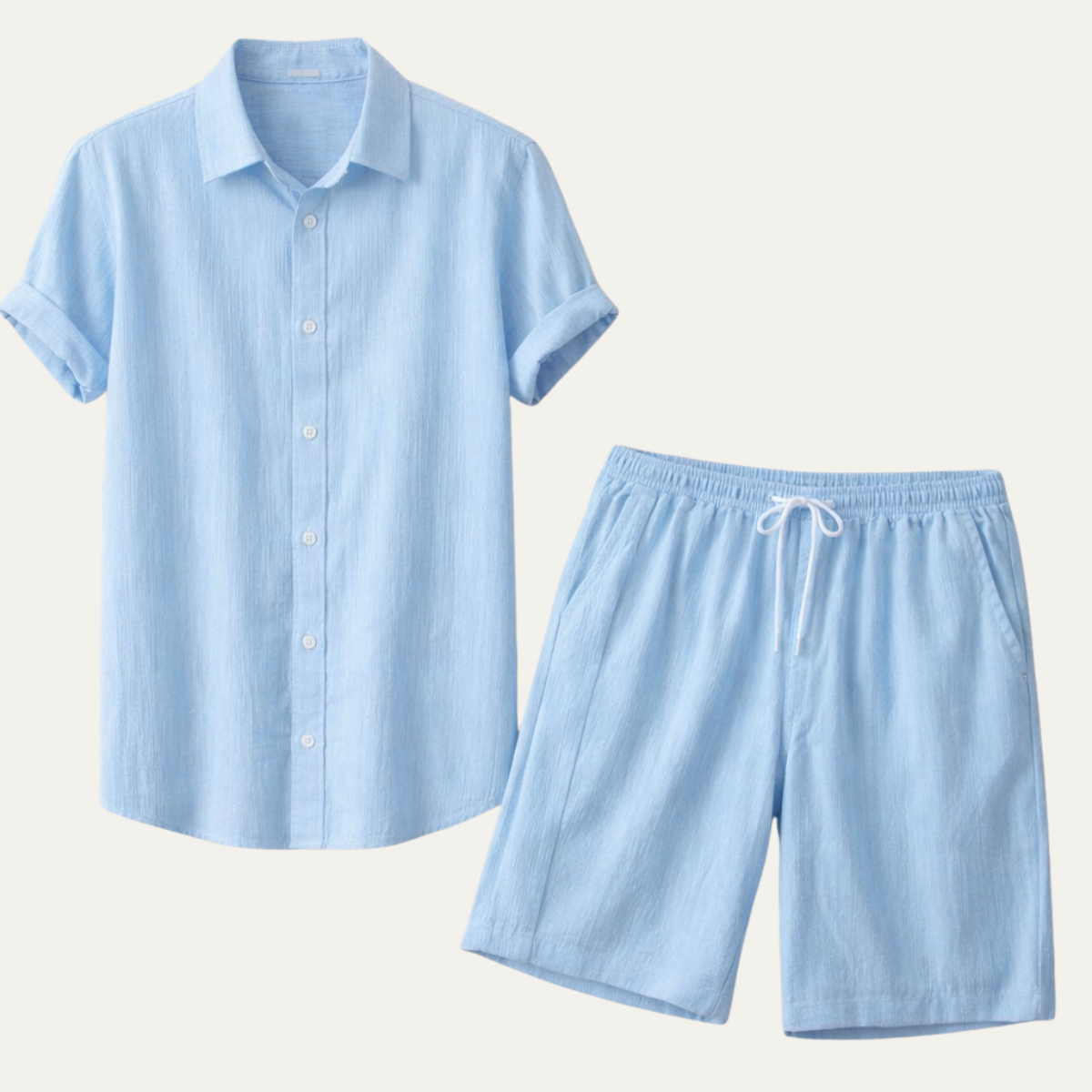 The Glenridge Park Men’s Lightweight Co Ord Set – Button Up Shirt & Drawstring Shorts