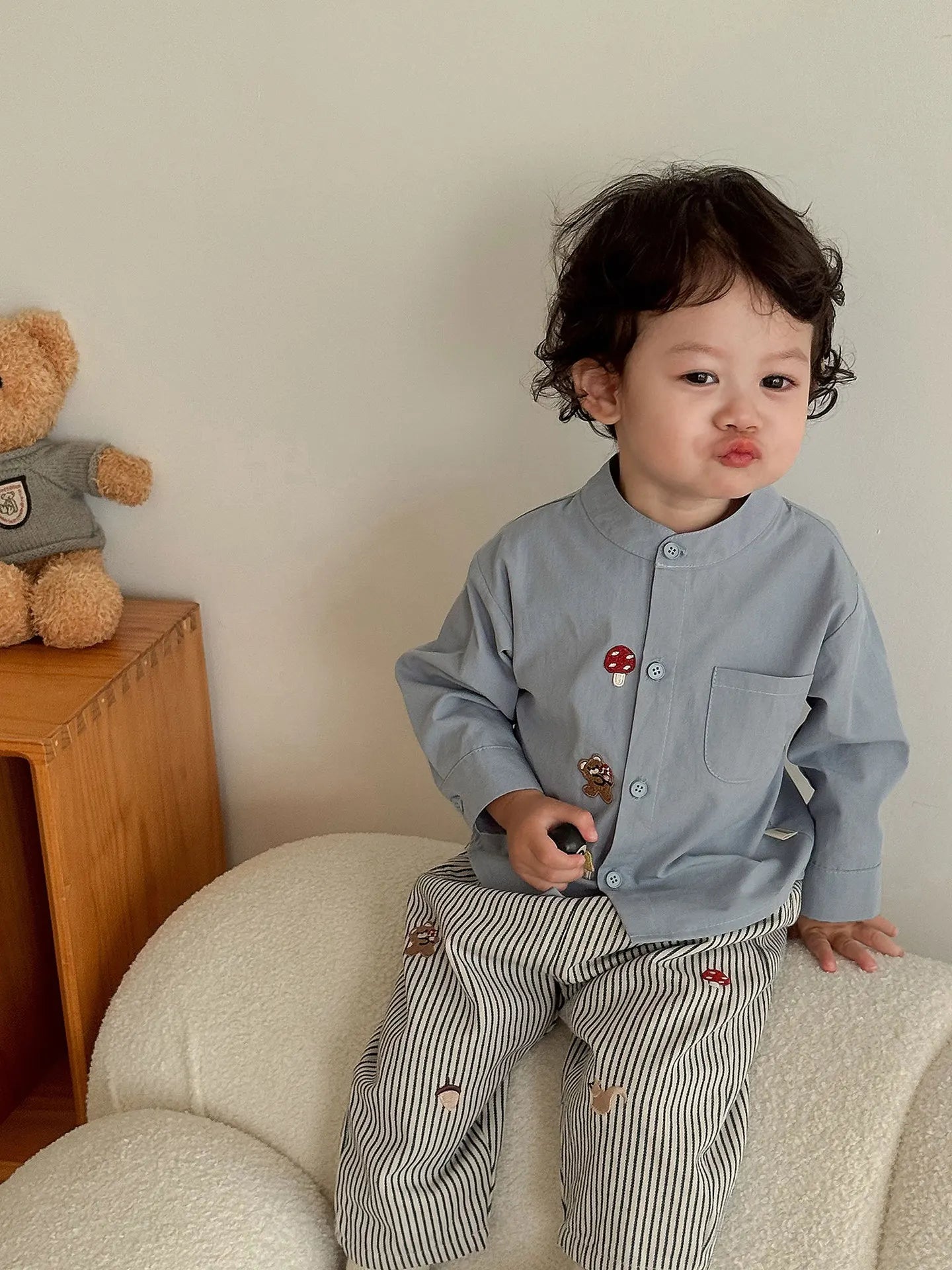 Baby Boys Embroidered Striped Harem Pants – Stripe
