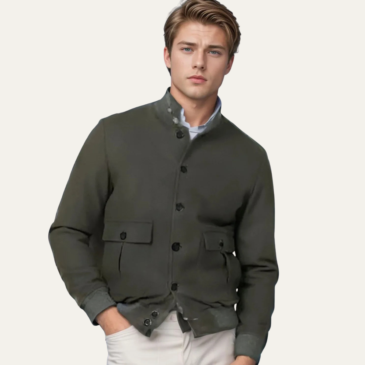 The Civitanova Men’s Ribbed Collar Multi Pocket Blazer