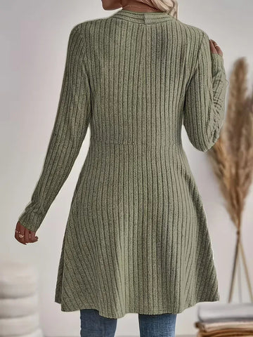 Women's Trendy Ribbed V Neck Long Cardigan