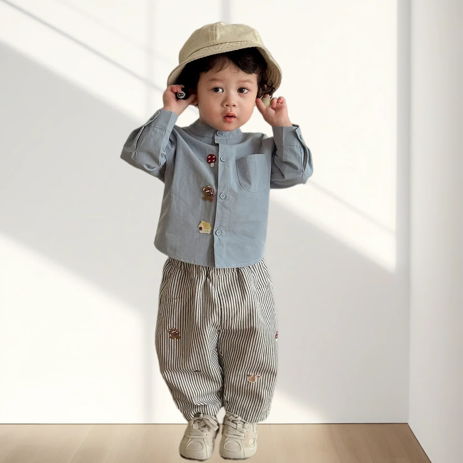 Baby Boys Embroidered Striped Harem Pants – Stripe