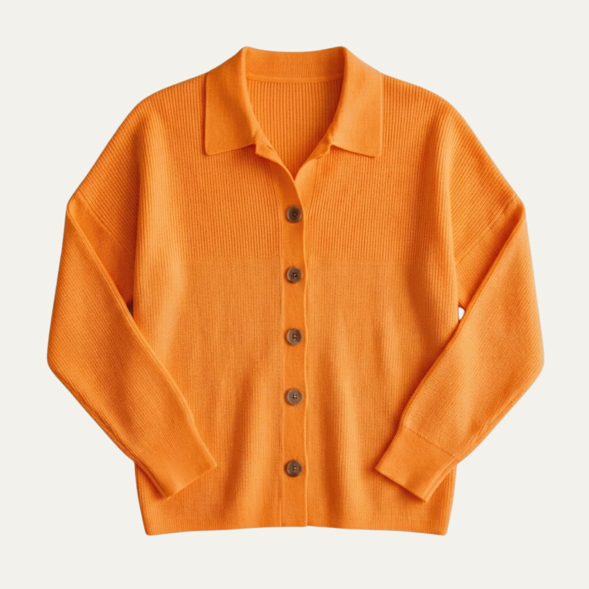 Women's V Neck Cardigan with Collared Neckline