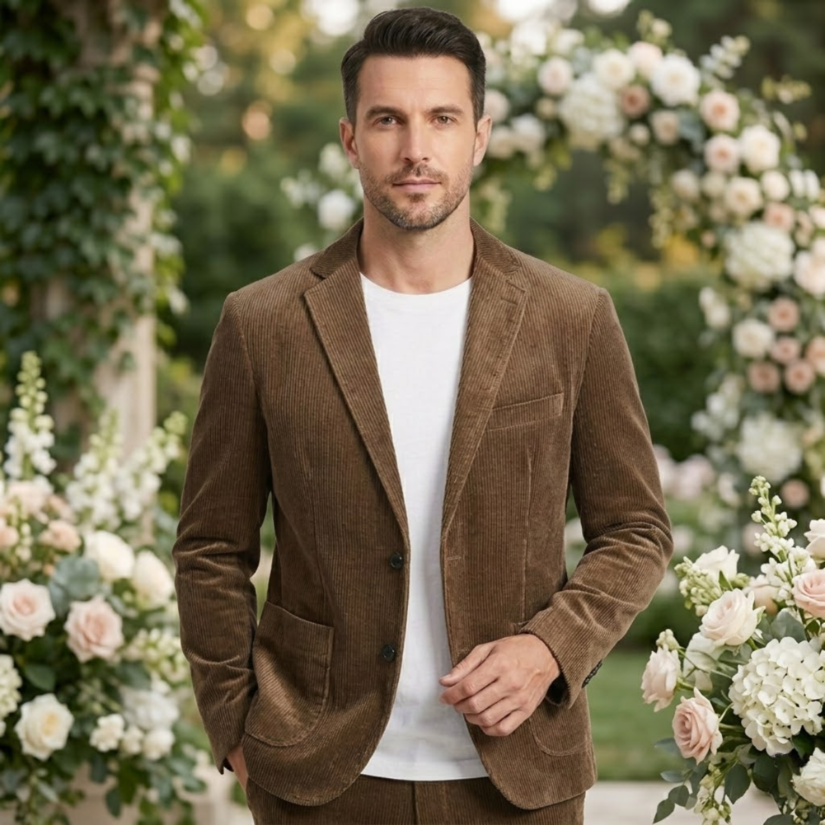 The Livorno Men’s Vintage Casual Slim Fit Corduroy Blazer Jacket - Wedding Guest