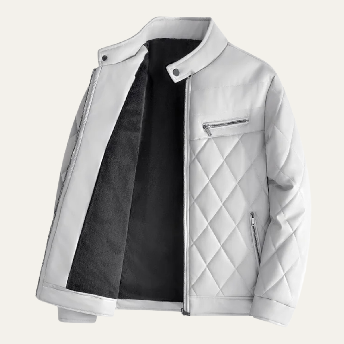 The Hampton Men’s Quilted Leather Biker Jacket