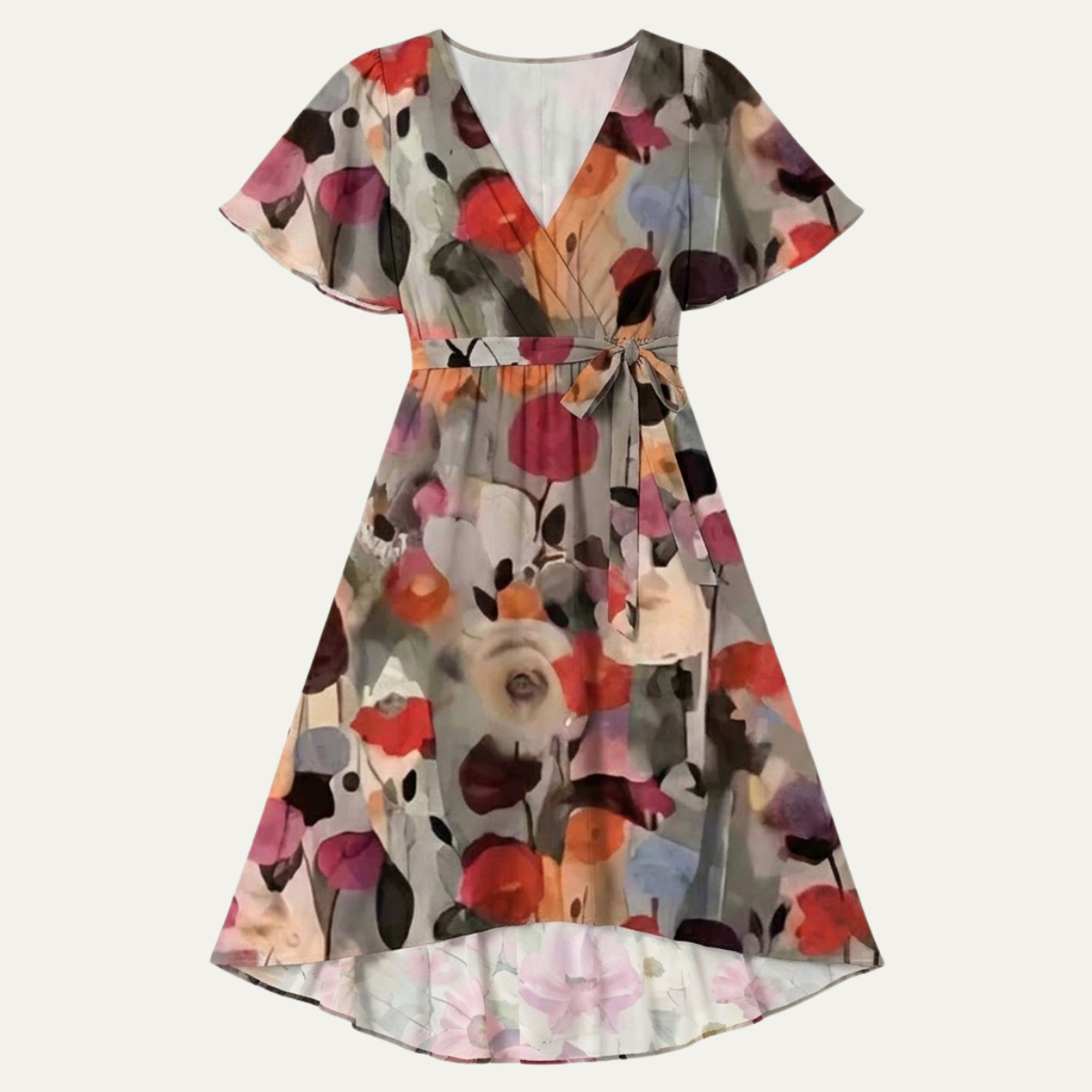Floral V Neck Midi Dress
