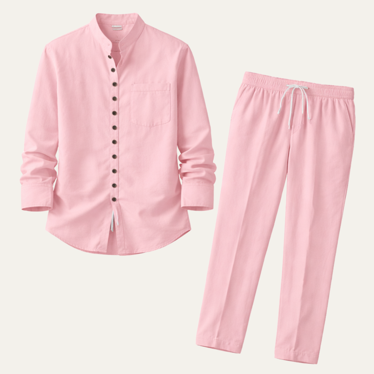 The Pineview Men’s Cotton Linen Two Piece Shirt Set