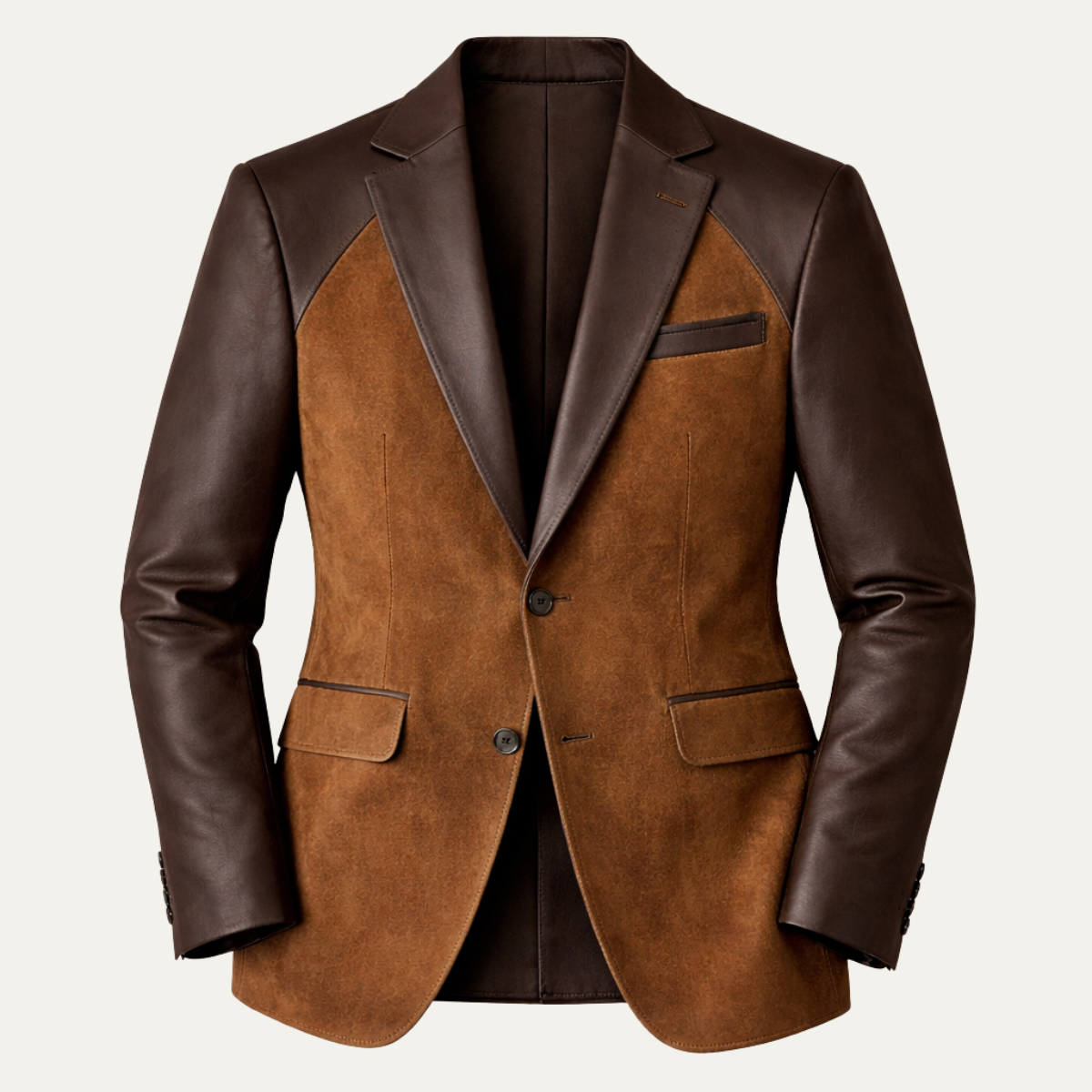 The Champagne Men’s Two Tone Faux Leather Look Blazer Jacket