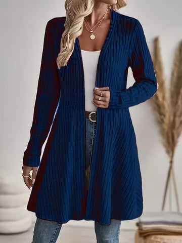 Women's Trendy Ribbed V Neck Long Cardigan