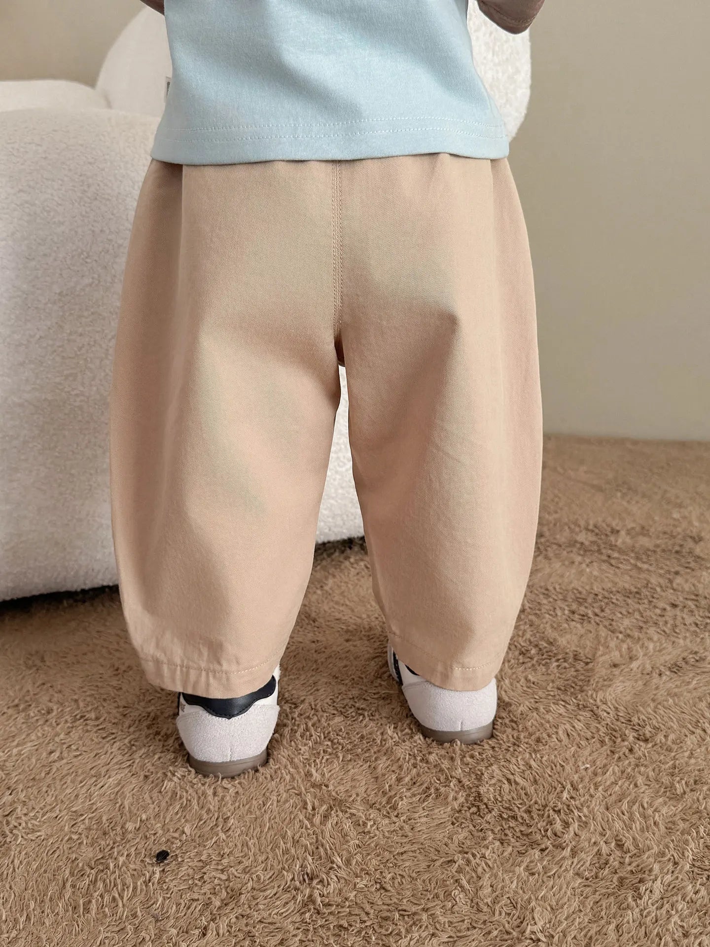 Baby Boys Embroidered Striped Harem Pants – Khaki