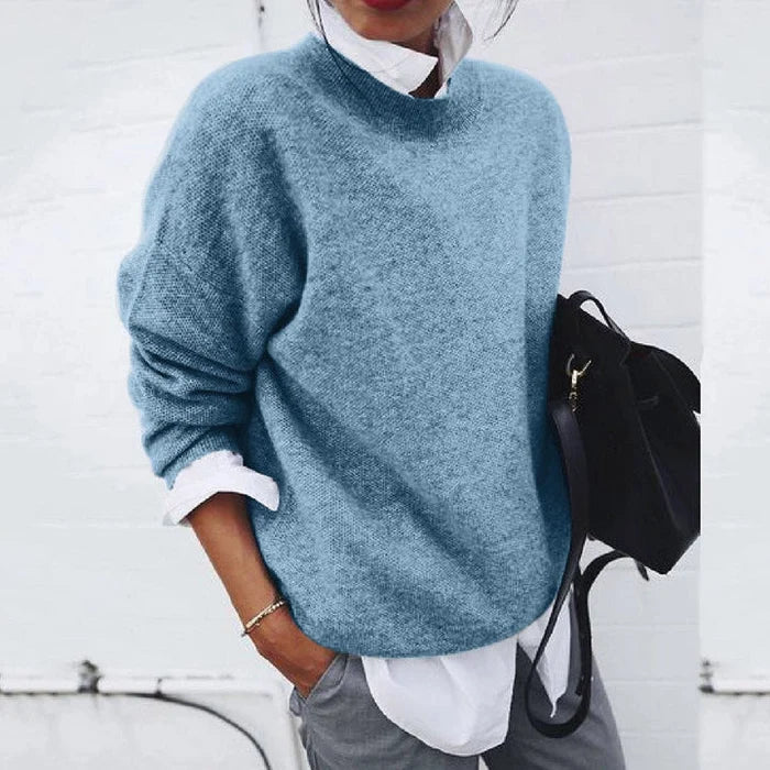 Women's Relaxed Crew Neck Soft Knit Sweater