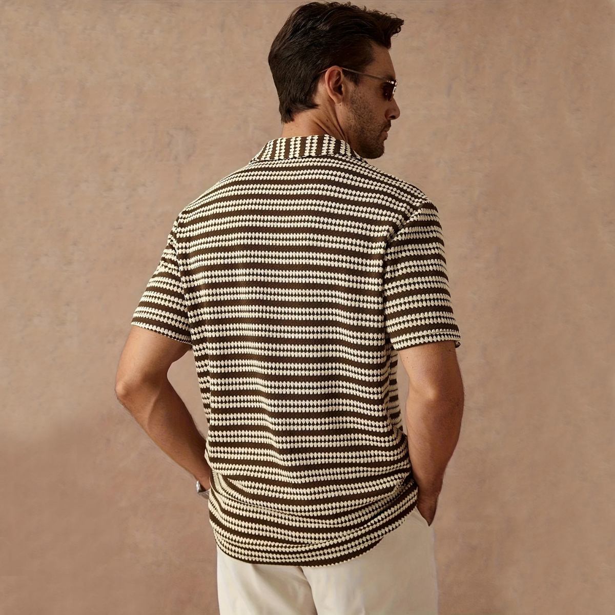 The Cambridge Men's Jacquard Striped Knit Shirt