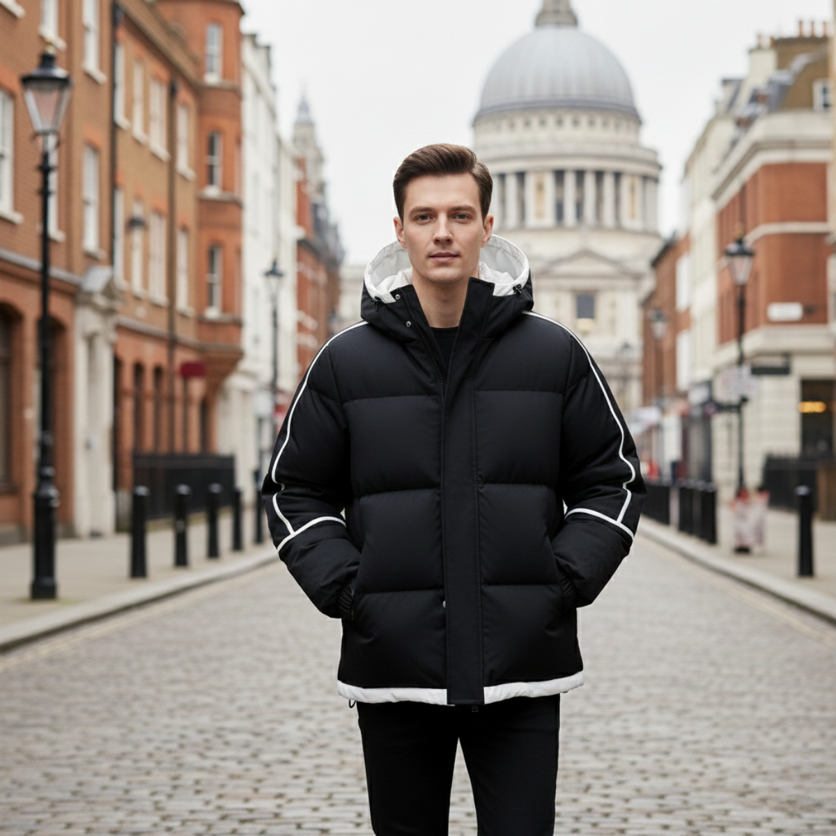 The London Men's Waterproof Puffer Jacket - Luxury Hooded Jacket