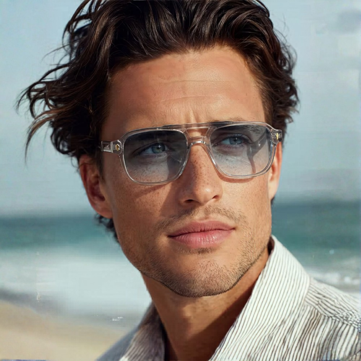 The Portsmouth Men's Transparent Square Sunglasses