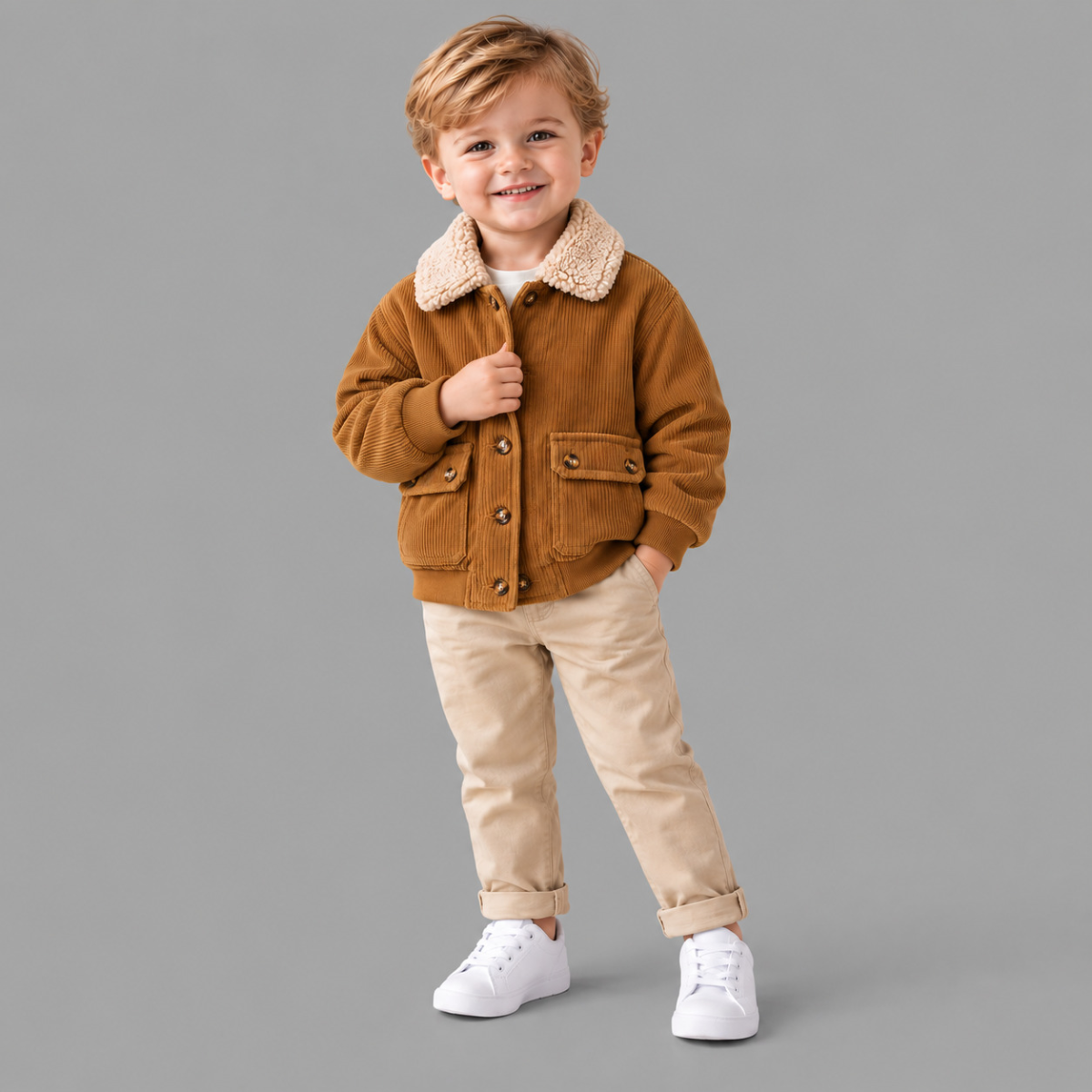 SoHo Kids Corduroy Fleece Collar Sherpa Jacket