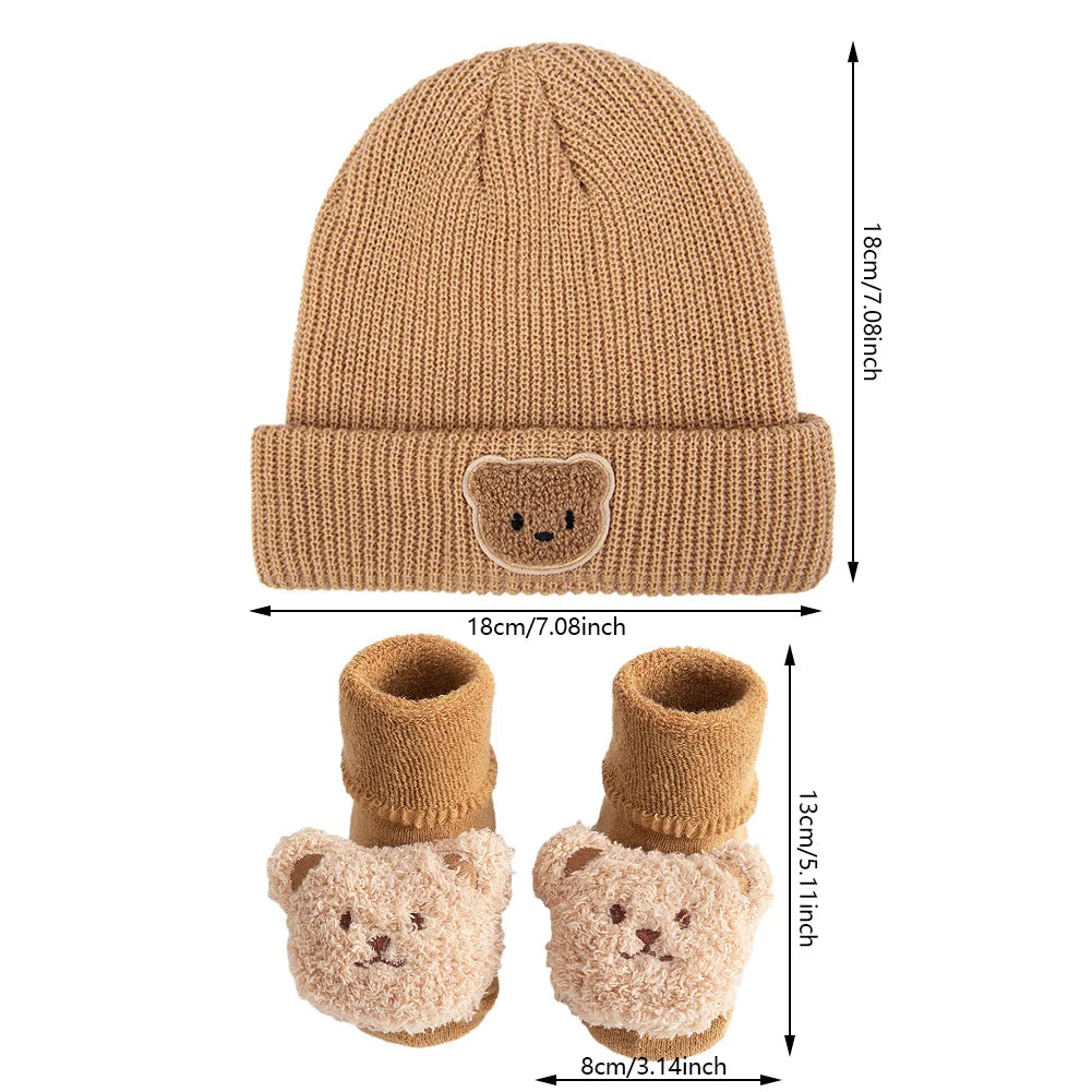 Baby Bear Knit Hat and Warm Socks Set