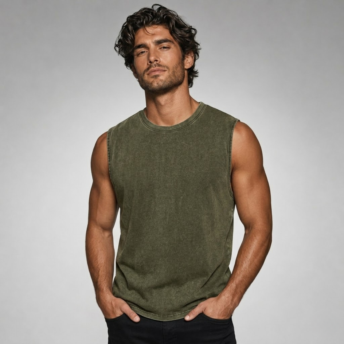The Porto Men's Vintage Washed Sleeveless Tank Top