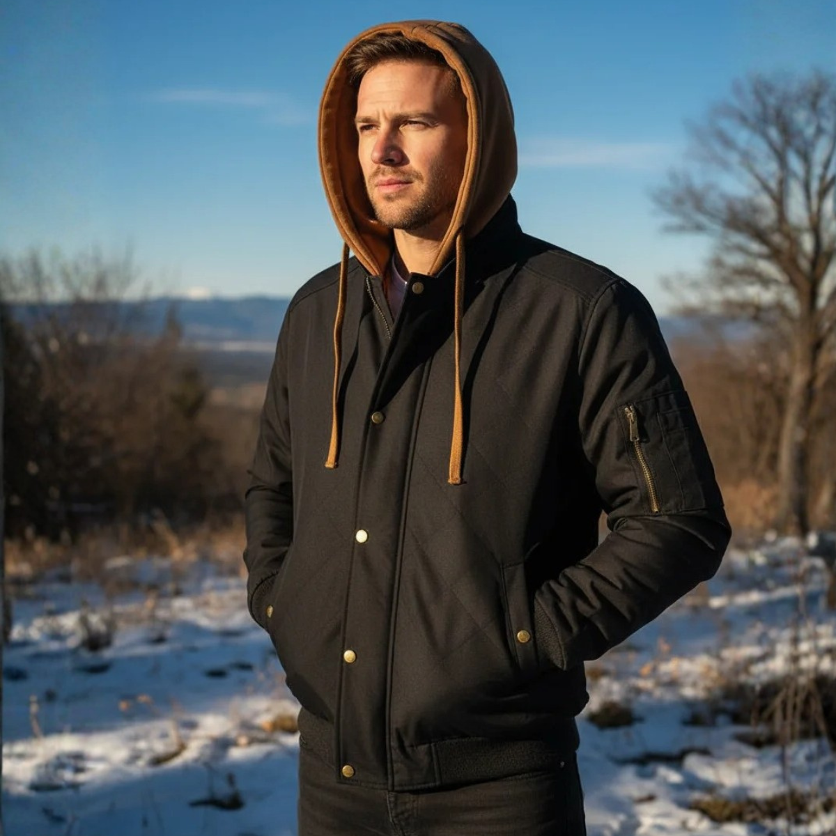 The Courmayeur Men’s Winter Thick Fleece Bomber Hooeded Jacket