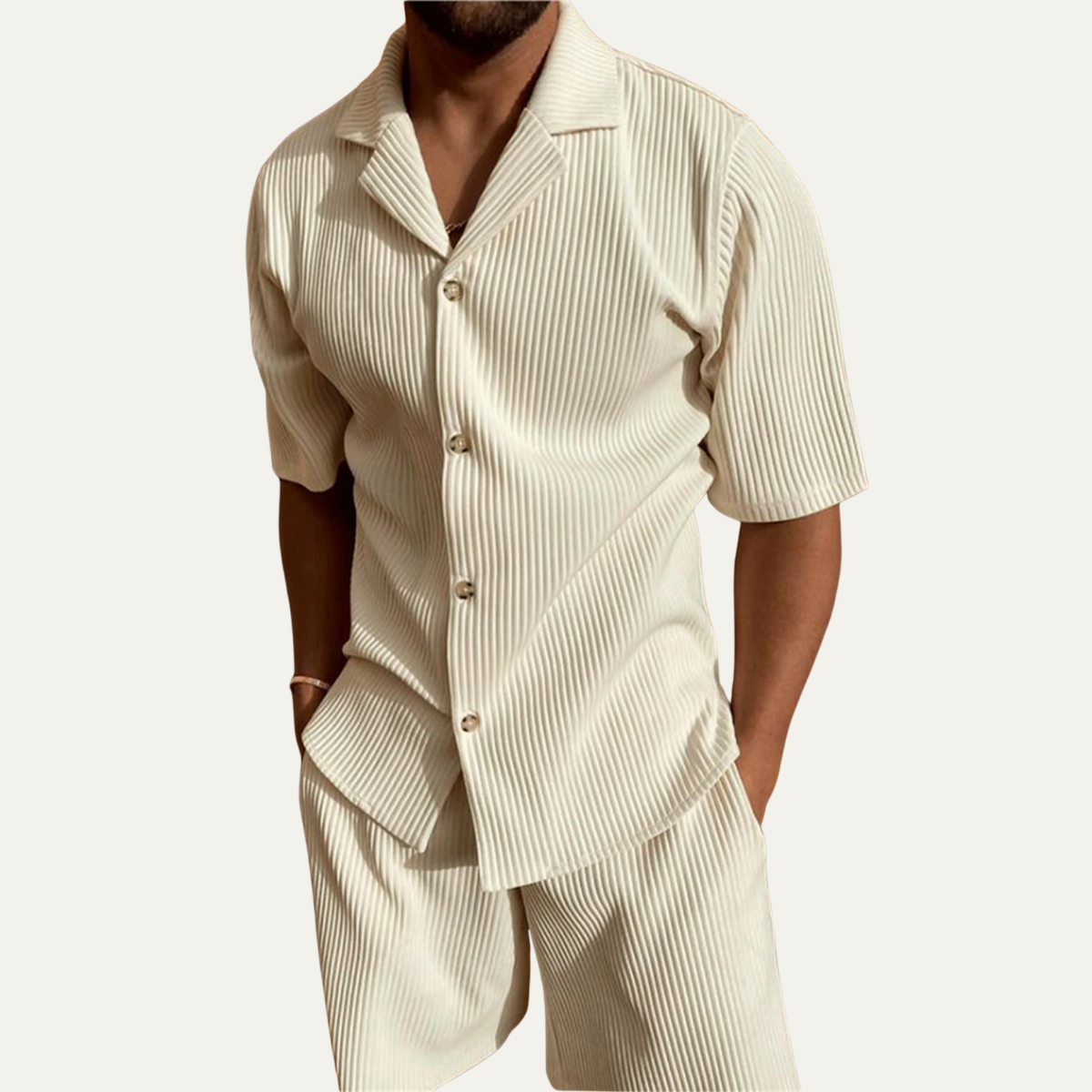 The Deerfield Men’s Corduroy Shirt & Shorts Set