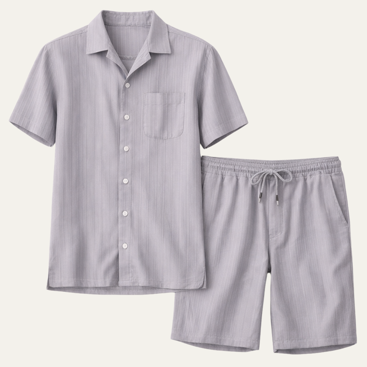 The Cedarfall Men’s Breathable Casual Summer Set – Shirt & Shorts