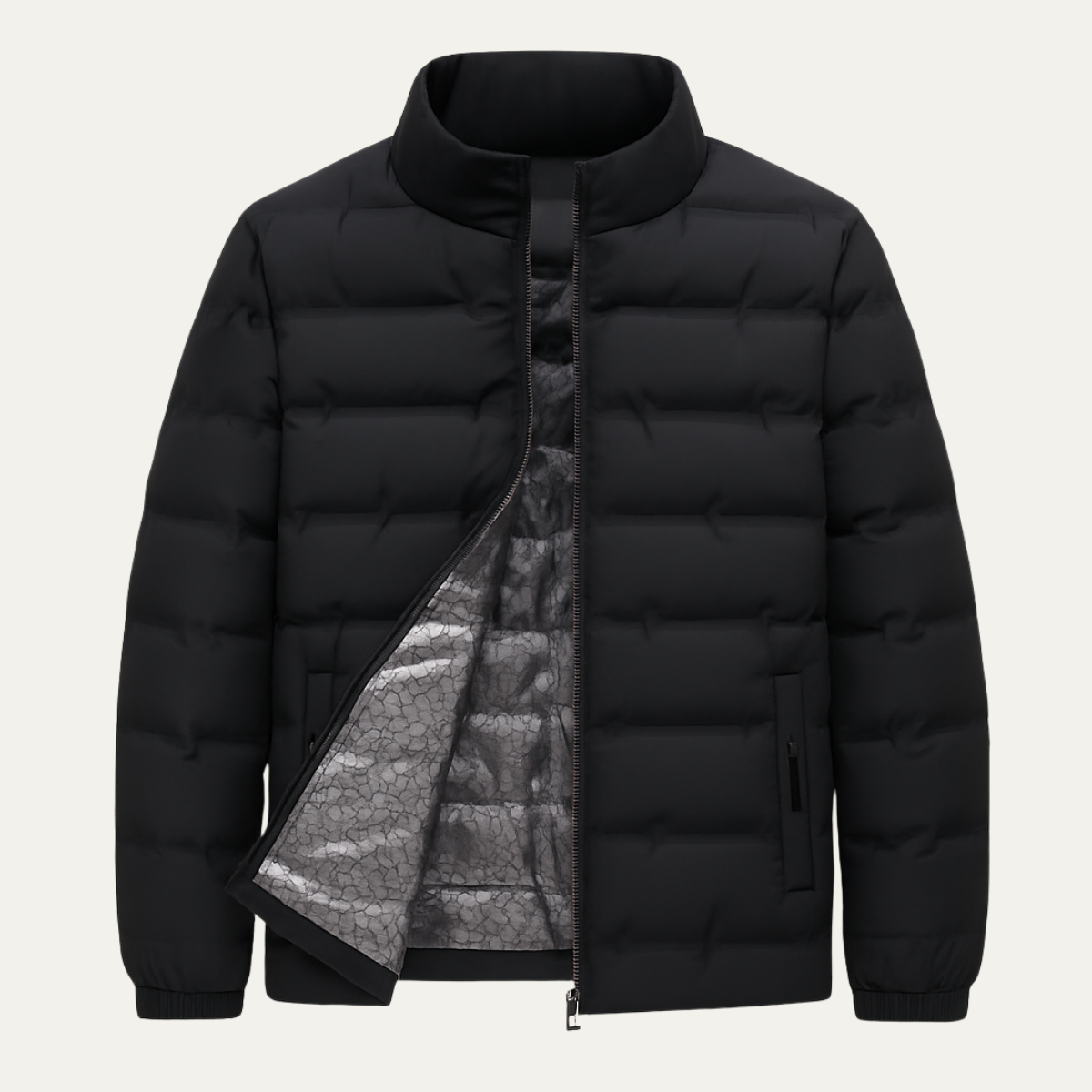 The Windmere Men’s Heated Down Jacket – Winter Ski Jacket with Thermal Lining – Black