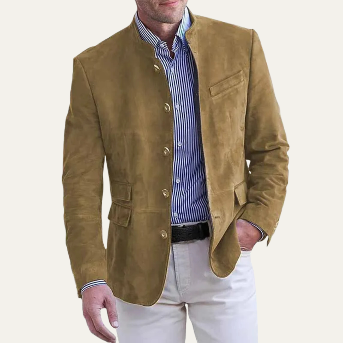The Hollingwood Men’s Lightweight Casual Stand Collar Jacket with Soft Pockets