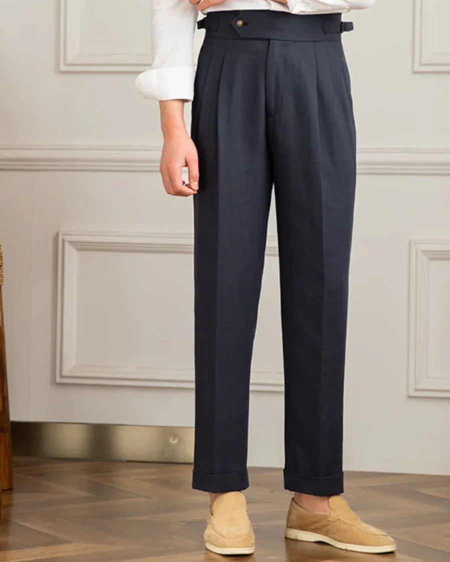 The Laguna Men's Pleated Tailored Linen Pants