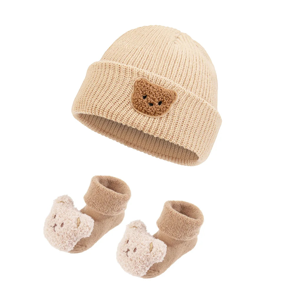 Baby Bear Knit Hat and Warm Socks Set