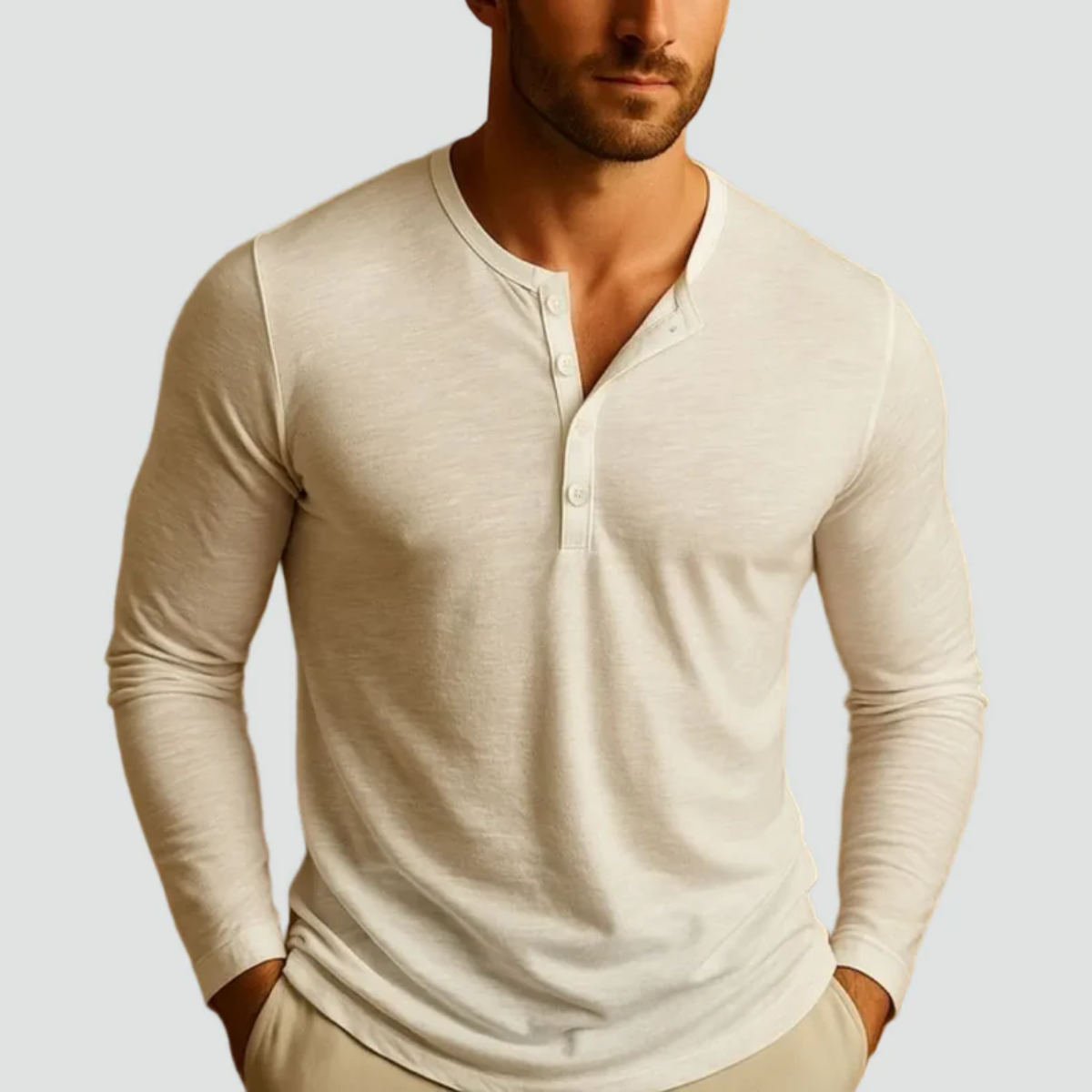 The Brisbane Men's Slim Fit Button Neck Cotton Shirt