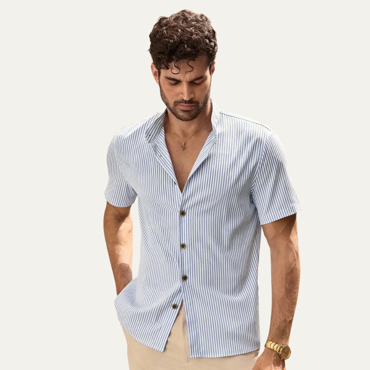 The Beacon Hill Men's Striped Button Down Beach Shirt
