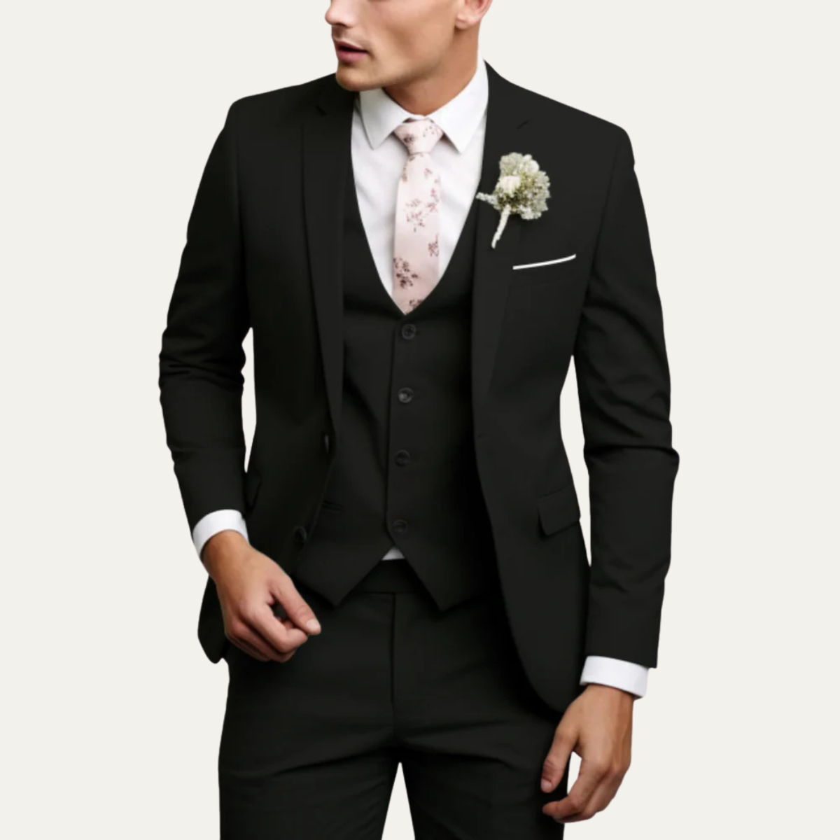 The Windermere Men’s Elegant 3 Piece Slim Fit Business Suit Set