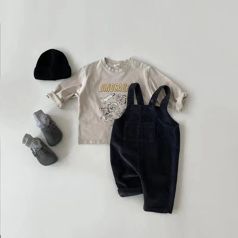 Unisex Corduroy Overalls Romper – Navy Blue