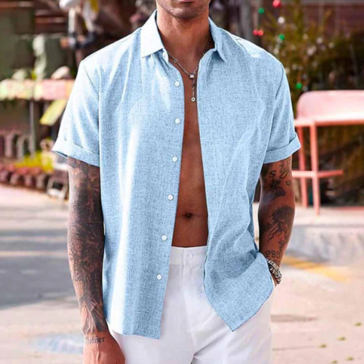 The Naples Men's Breathale Linen Button Up Shirt