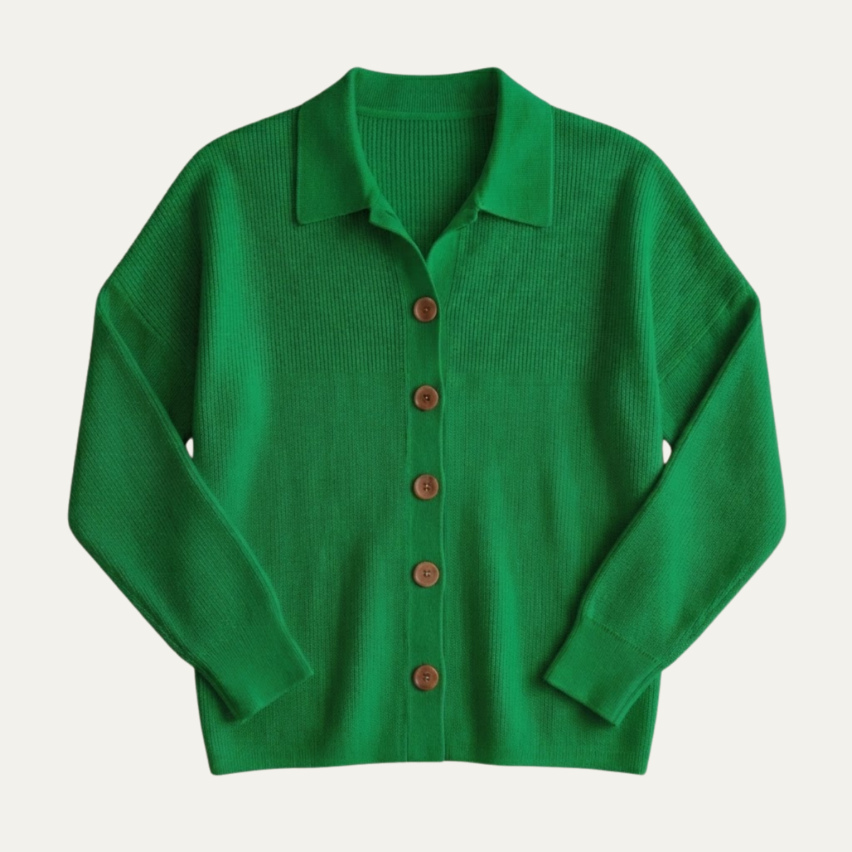 Women's V Neck Cardigan with Collared Neckline