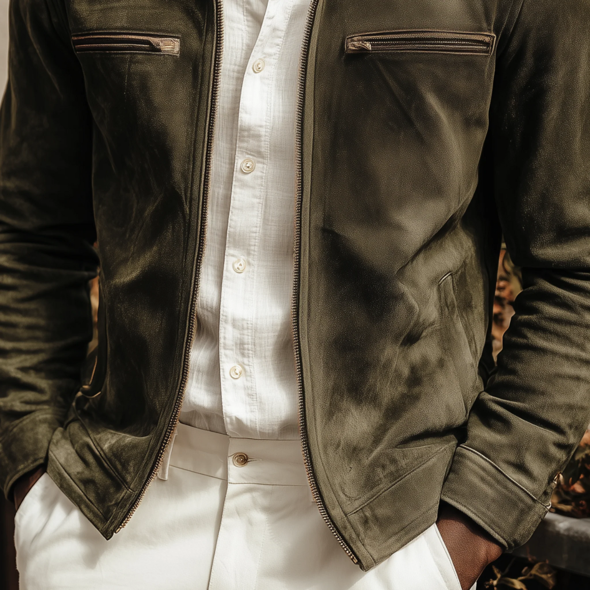 The Belgravia Men’s Dark Green Suede Jacket – Classic Luxury Field Style