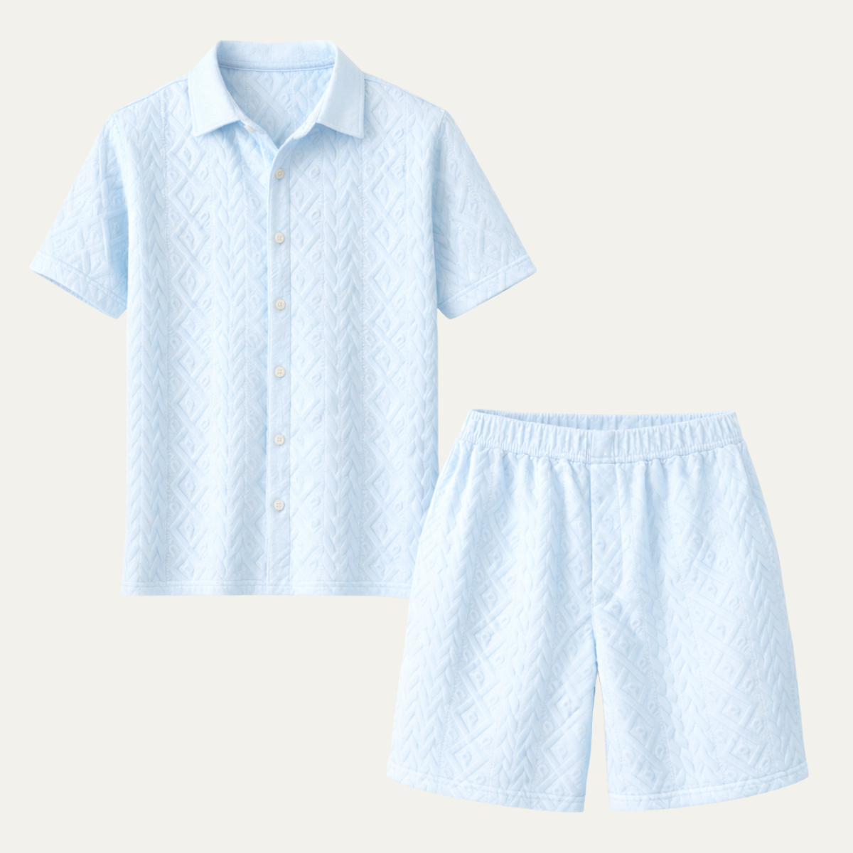 The Cedar Ridge Park Men’s Textured Trendy Summer Set – Shirt & Shorts Set