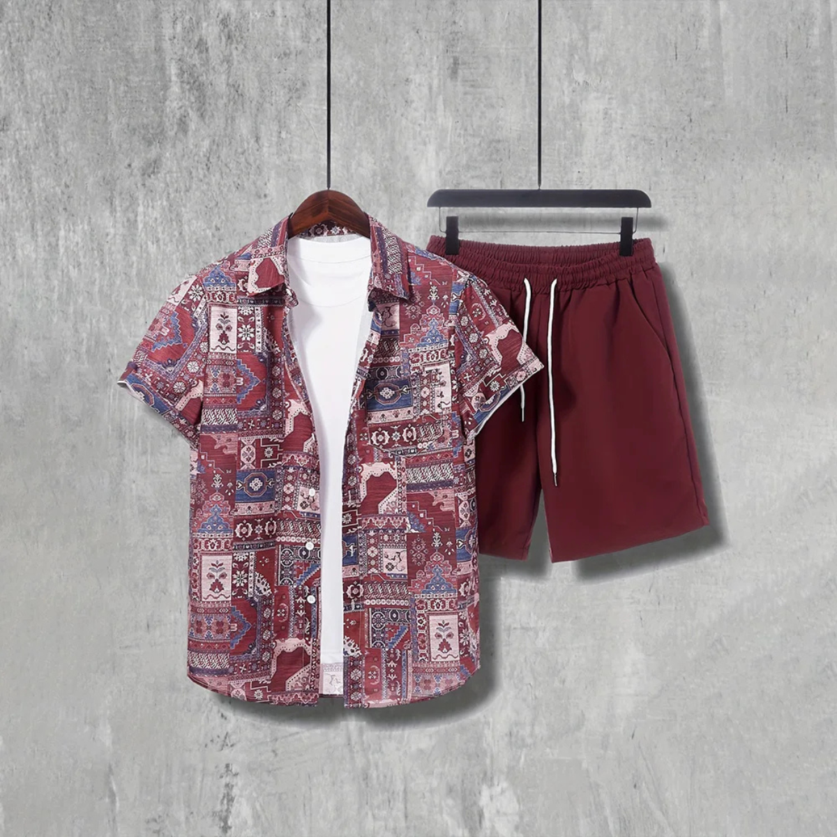 The Brooklawn Men’s Vintage Print Set – Shirt & Short