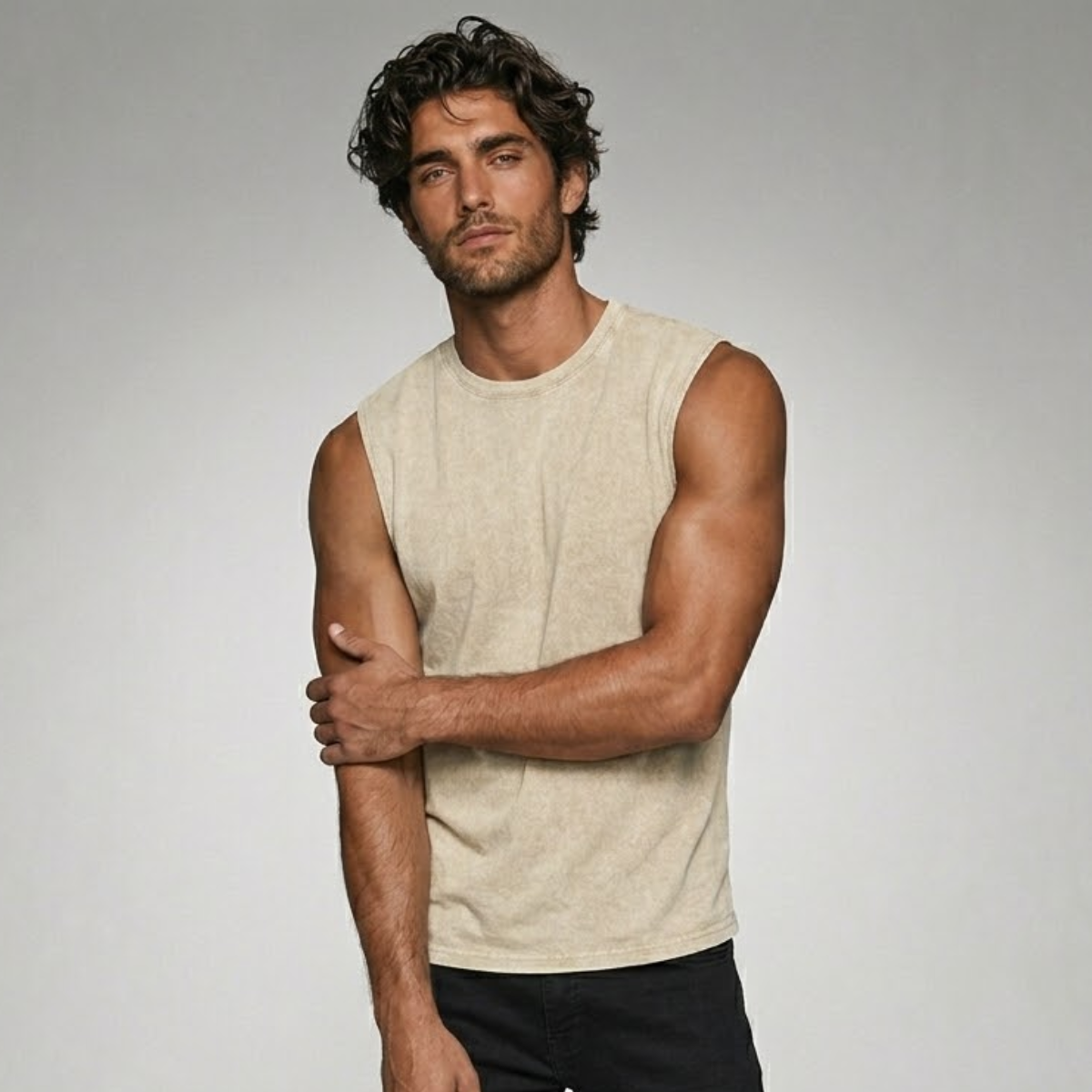 The Porto Men's Vintage Washed Sleeveless Tank Top