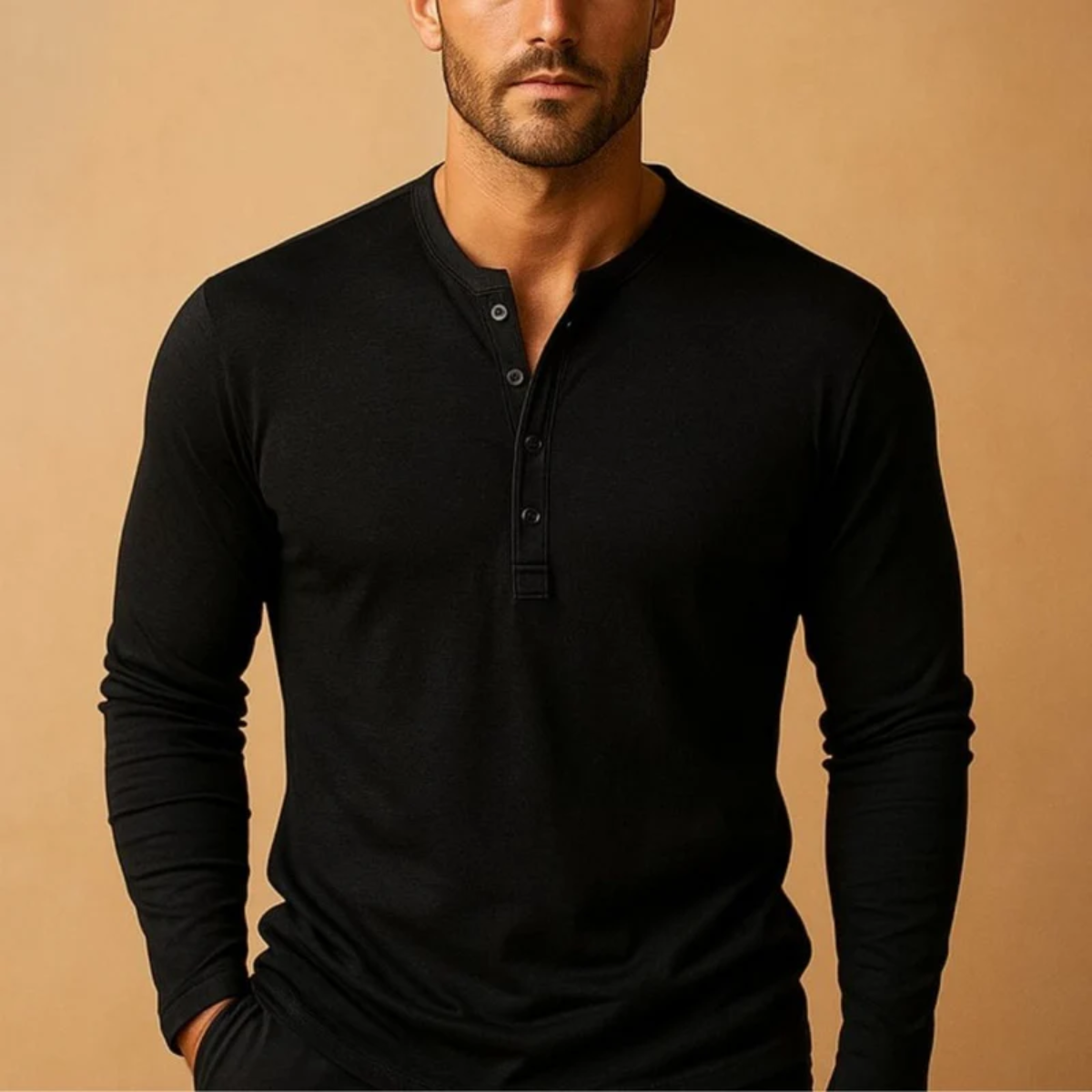 The Brisbane Men's Slim Fit Button Neck Cotton Shirt