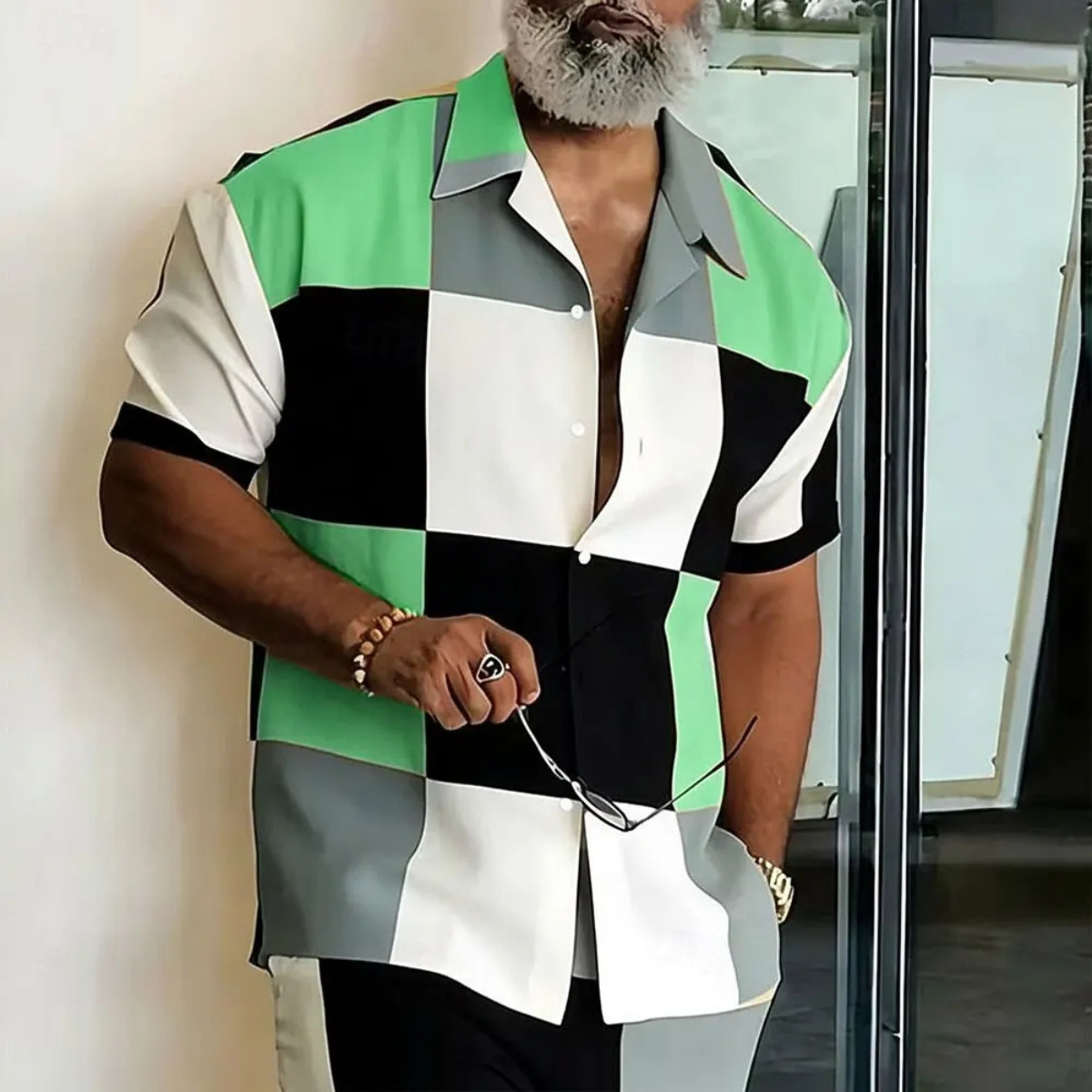 The Edgartown Men's Geometric Color Block Shirt