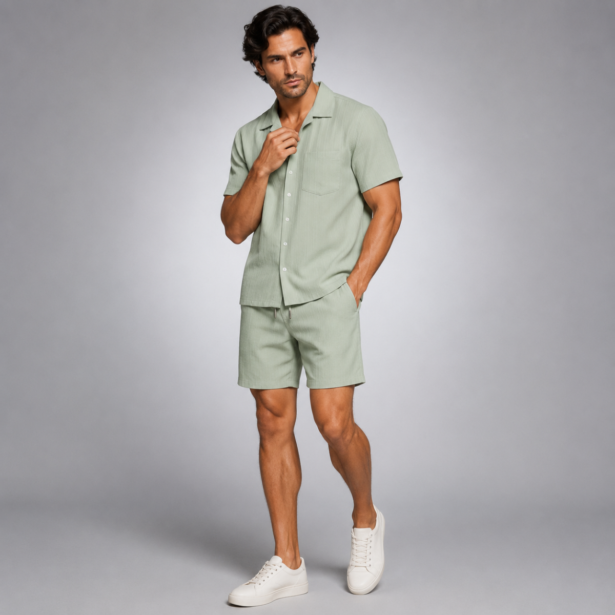 The Meadowhill Men’s Breathable Trendy Summer Set – Shirt & Shorts