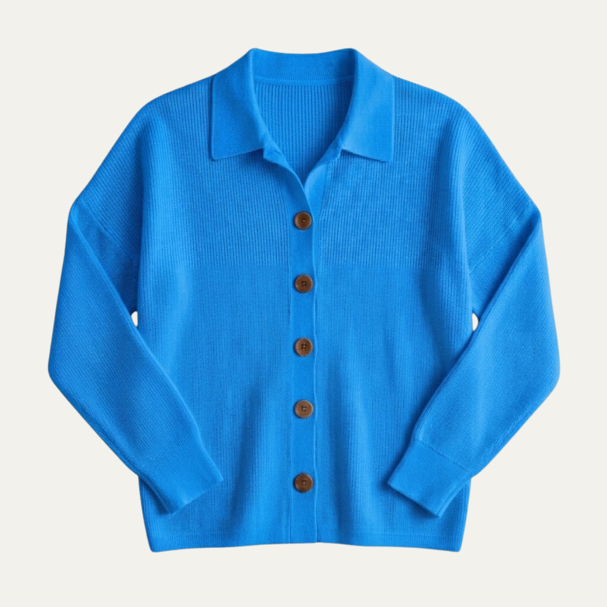 Women's V Neck Cardigan with Collared Neckline