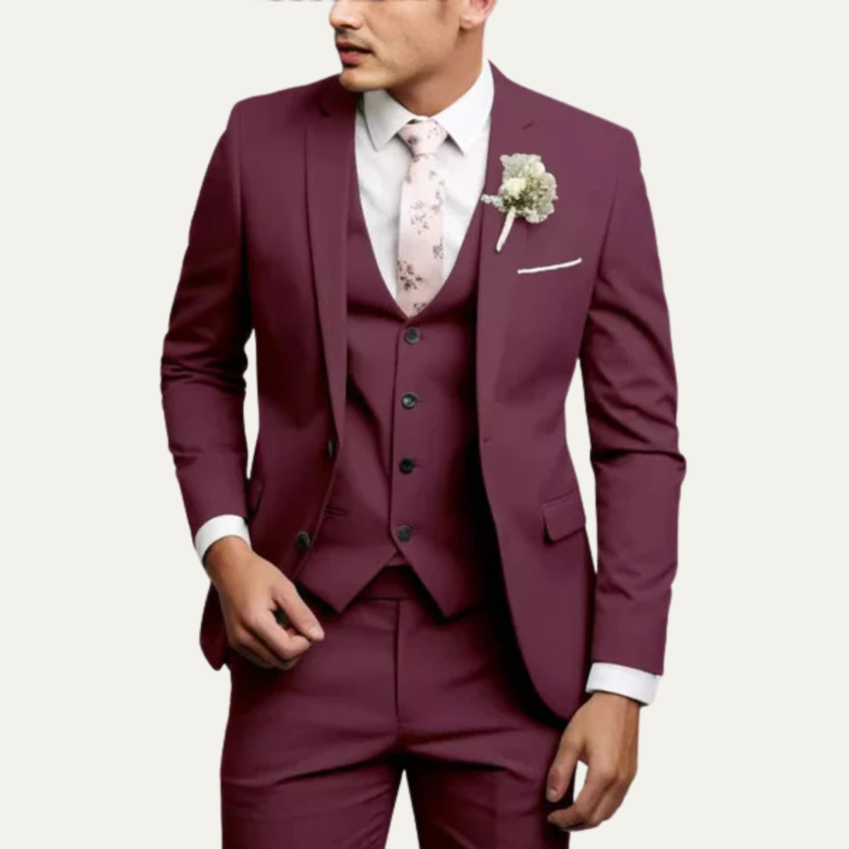 The Windermere Men’s Elegant 3 Piece Slim Fit Business Suit Set