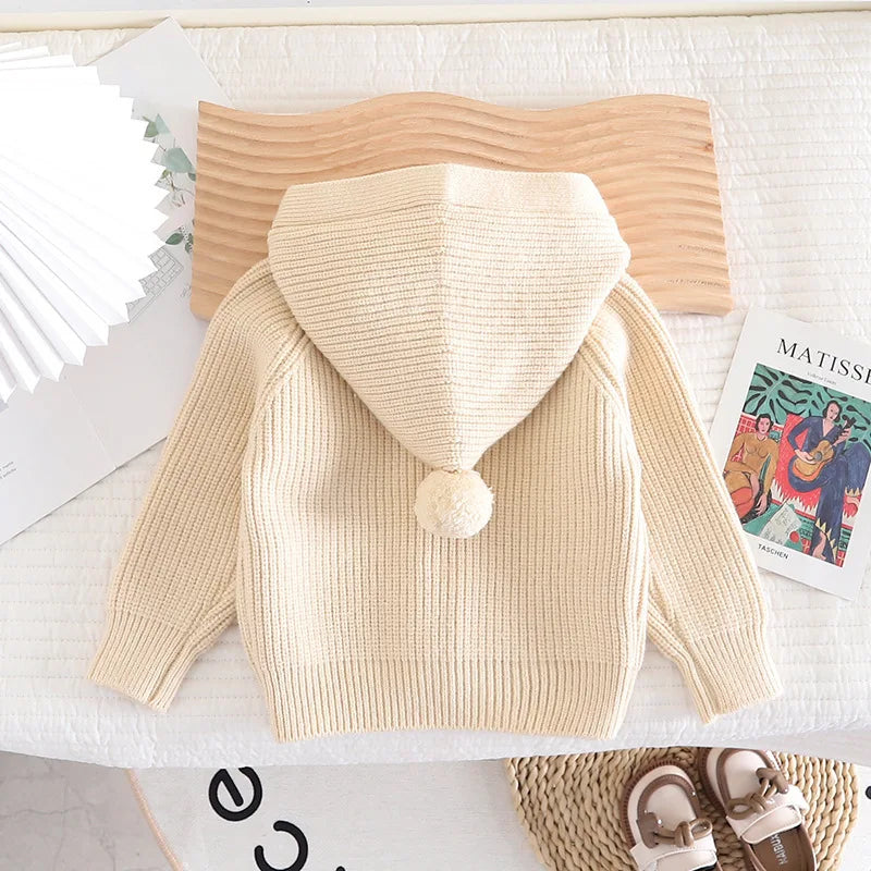 SoHo Kids Button Up Hooded Knit Cardigan