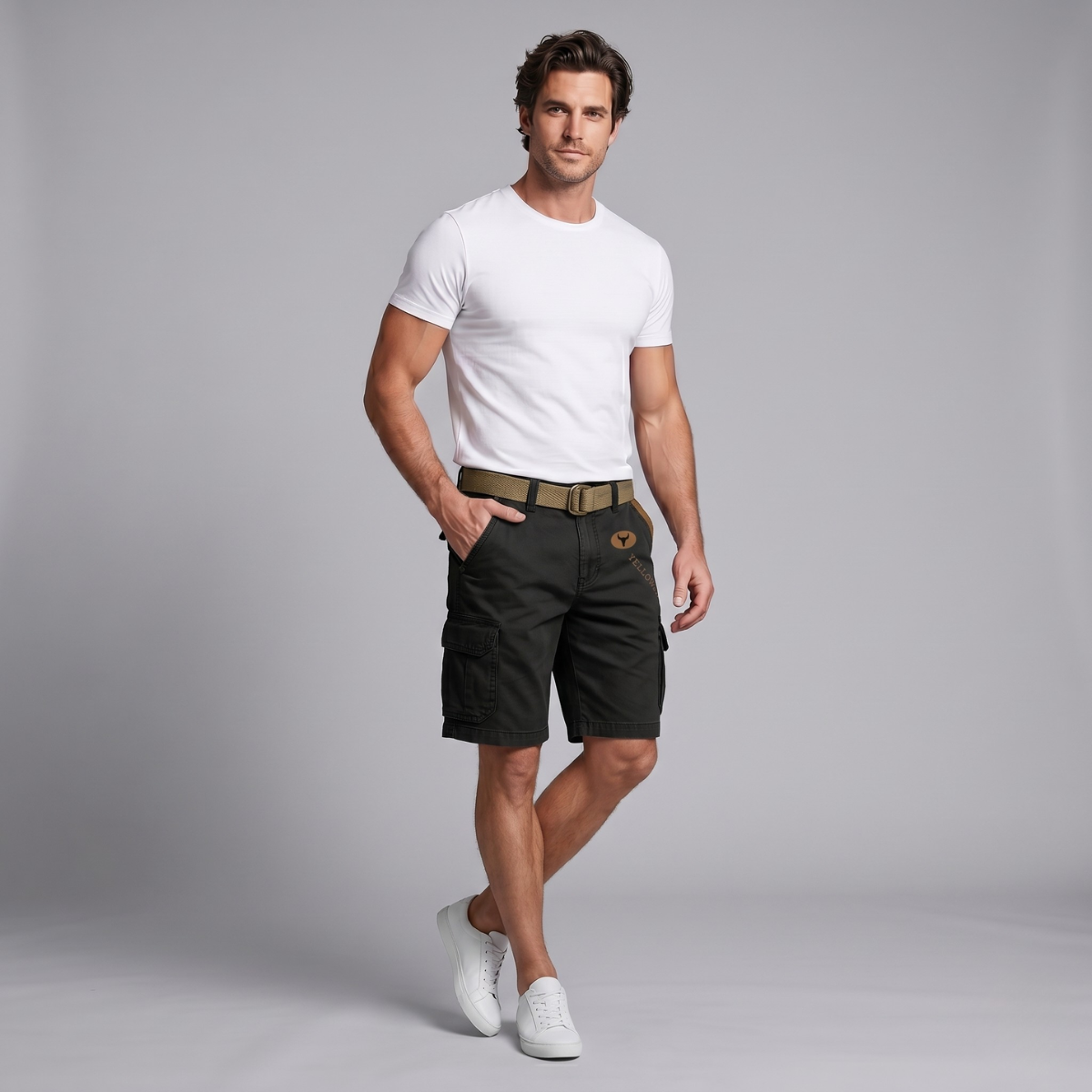 The Harrington Men’s Multi Pocket Tactical Cargo Shorts with Belt