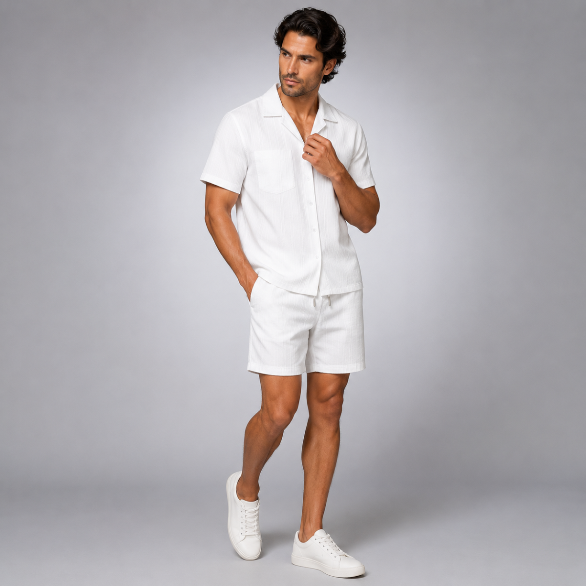 The Meadowhill Men’s Breathable Trendy Summer Set – Shirt & Shorts