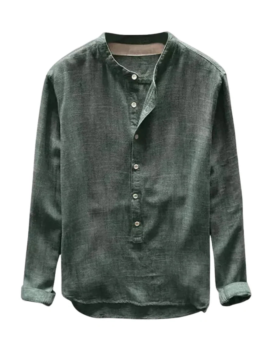 The Brooklyn Men's Vintage Collar Linen Henley Shirt