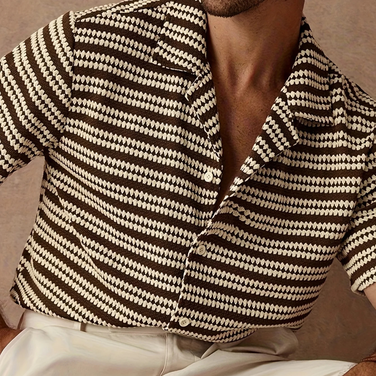 The Cambridge Men's Jacquard Striped Knit Shirt